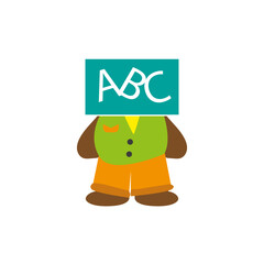Cartoon character with ABC logo on tshirt illustration