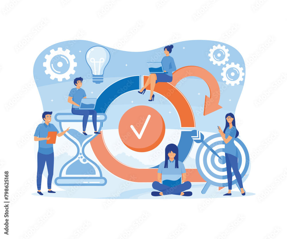 Poster scrum framework concept. scrum process diagram as agile software development scheme. business meetin
