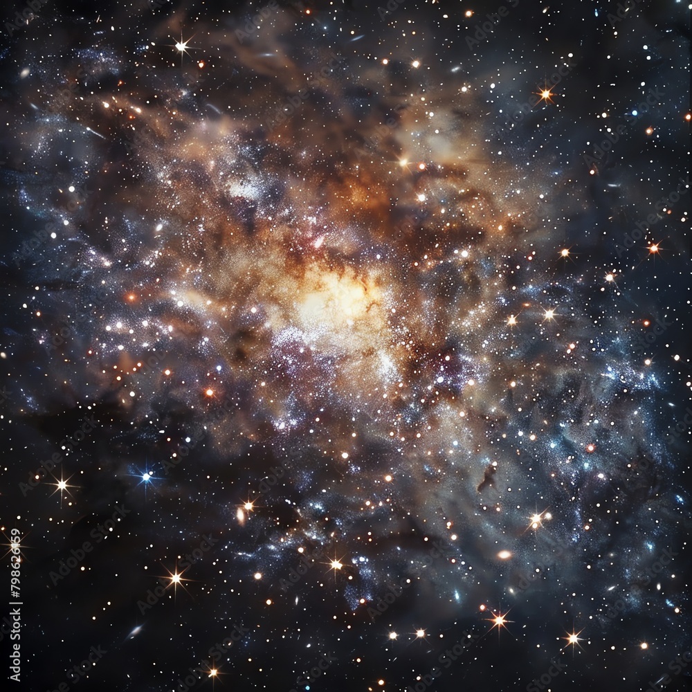 Wall mural high-resolution telescope image of a distant galaxy within the vast universe, showcasing intricate p