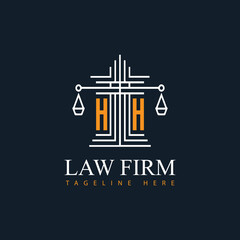 HH modern law firm justice logo design vector graphic template.