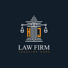 HJ modern law firm justice logo design vector graphic template.