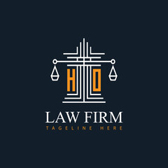 HO modern law firm justice logo design vector graphic template.