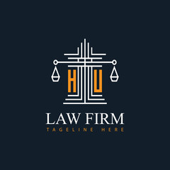 HU modern law firm justice logo design vector graphic template.
