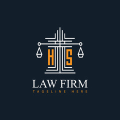 HS modern law firm justice logo design vector graphic template.
