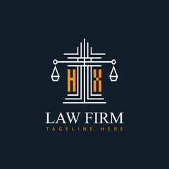 HX modern law firm justice logo design vector graphic template.