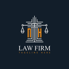 NH modern law firm justice logo design vector graphic template.