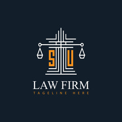 SU modern law firm justice logo design vector graphic template.