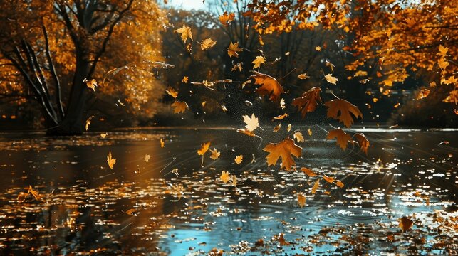 Golden leaves falling warm days a perfect time to embrace the beauty of autumn