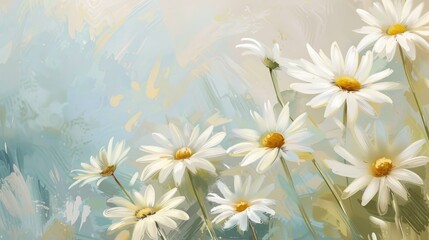 Greeting card design featuring lovely white daisies set against a soft pastel backdrop perfect for summer messages