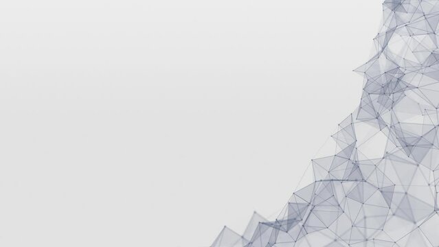 Light Polygonal Background. Geometric abstract low poly mesh from dots connected by lines. Looped video.