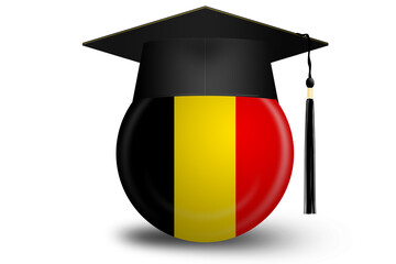 Graduation cap and Belgium flag
