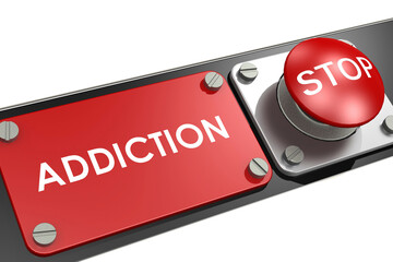 Red stop button with addiction on the side - 798628322