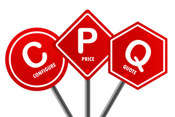 Road sign with CPQ - Configure Price Quote word - 798628335