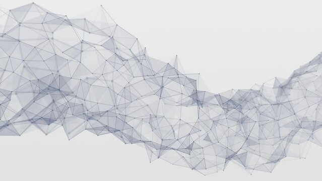 Light Polygonal Background. Geometric abstract low poly mesh from dots connected by lines. Looped video.