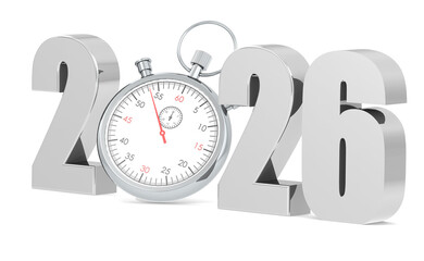Year 2026 with stopwatch isolated - 798628504