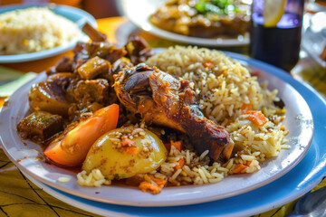 Delicious Senegalese Maafe Plate View, Culinary World Tour, Food and Street Food