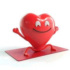Smiling Heart Character Doing Pilates Exercise on Mat - 798630511