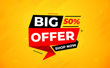 Big offer sale banner. Special offer price label design. Product discount festival tag design. Big offer promotion banner template. Flat sale Vector Illustration.