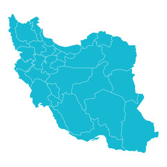 イラン・イスラム共和国の地図、州境入り