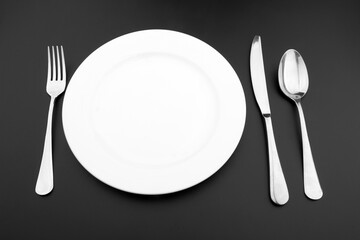 Cutlery with a plate