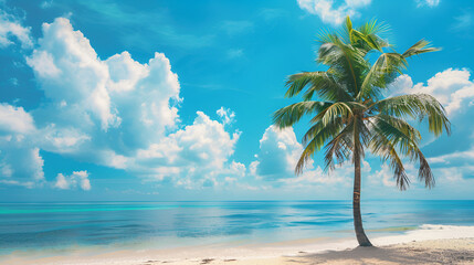 Palm tree on the beach,generative ai