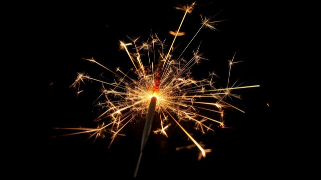 Close-up shot of a sparkler against a dark backdrop