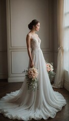 Fototapeta premium Delicate and Dreamy: Chiffon Bridal Gown