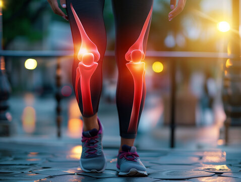 Jogger Probleme mit Knieschmerzen. Arthrose im Knie und Bein, Verschlei&szlig; durch zuviel Sport