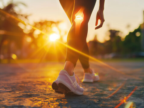 Jogger Probleme mit Knieschmerzen. Arthrose im Knie und Bein, Verschlei&szlig; durch zuviel Sport