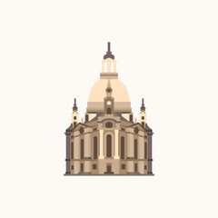 Frauenkirche, Dresden, Germany. Flat style illustration.