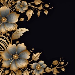 Intricate Floral Botanical Pattern with Gold and Green Details