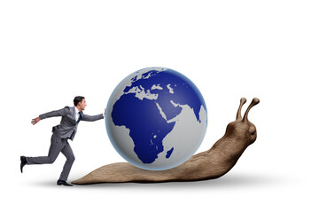 Businessman in slow business global business concept