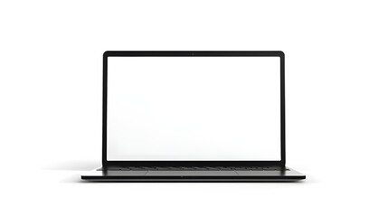 Laptop Computer With Blank Screen Isolated On White Background, Realistic laptop mockup with blank screen isolated on white background, perspective laptop mock up ai generated 