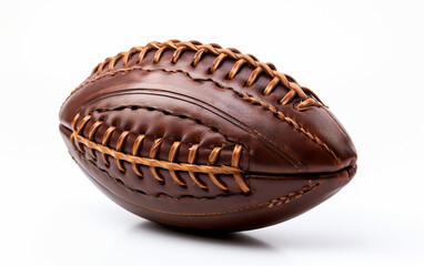 Brown Football with Laces on white background.