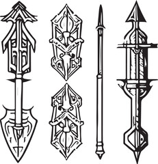 Elegant and antique spear and shield illustration