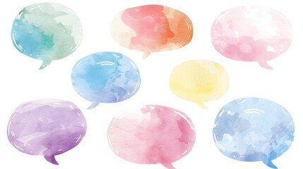 Soft Watercolor Washed Speech Bubbles in Soothing Pastel Hues for Gentle Communication