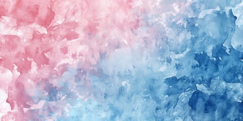 A watercolor background in blue and pink features grunge brush strokes, offering a vintage minimalist design for creative wall art.