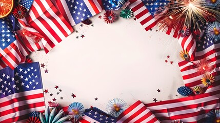 Obraz premium Patriotic American Flag and Fireworks for Independence Day