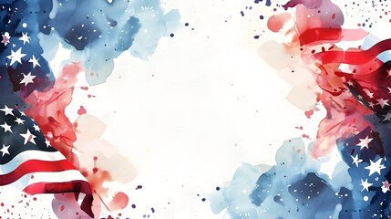 Sophisticated Watercolor 4th of July Flag Backdrop for Elegant Holiday Invitations and