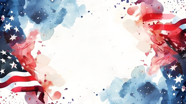 Sophisticated Watercolor 4th of July Flag Backdrop for Elegant Holiday Invitations and