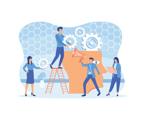 Mental health care treatment concept. specialist doctor work to give psychology therapy. flat vector modern illustration