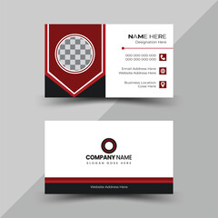 Red and black modern double-sided creative elegant business card design with image holder
