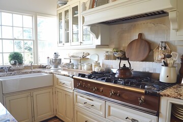 Old-Fashioned Brown and White Kitchen Counter: A Cozy Home Aesthetic
