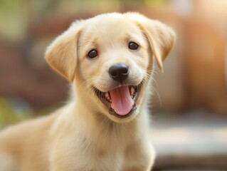 Happy puppy dog smiling