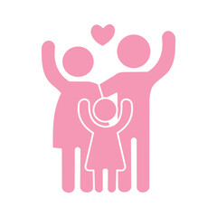 Family design over white background, design element illustration of the silhouette of a happy family holding hands. Element design of a happy family that is warm and full of love