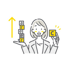 キャリアを積み上げるビジネスパーソン　シンプルでお洒落な線画イラスト