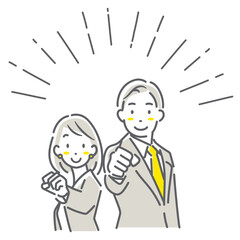 頑張るビジネスパーソン　シンプルでお洒落な線画イラスト