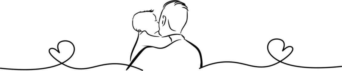 line art father and son, father day