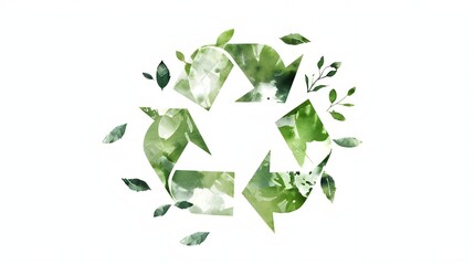 Recycle Logo Eco Branding: Delicate Green Leaf Silhouettes in Minimalist Design