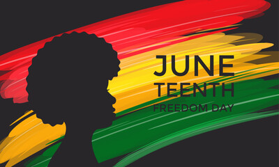 Holiday Juneteenth Freedom Day, liberation from slavery.Silhouette of an African American woman.Banner with a test. Vector stock illustration.